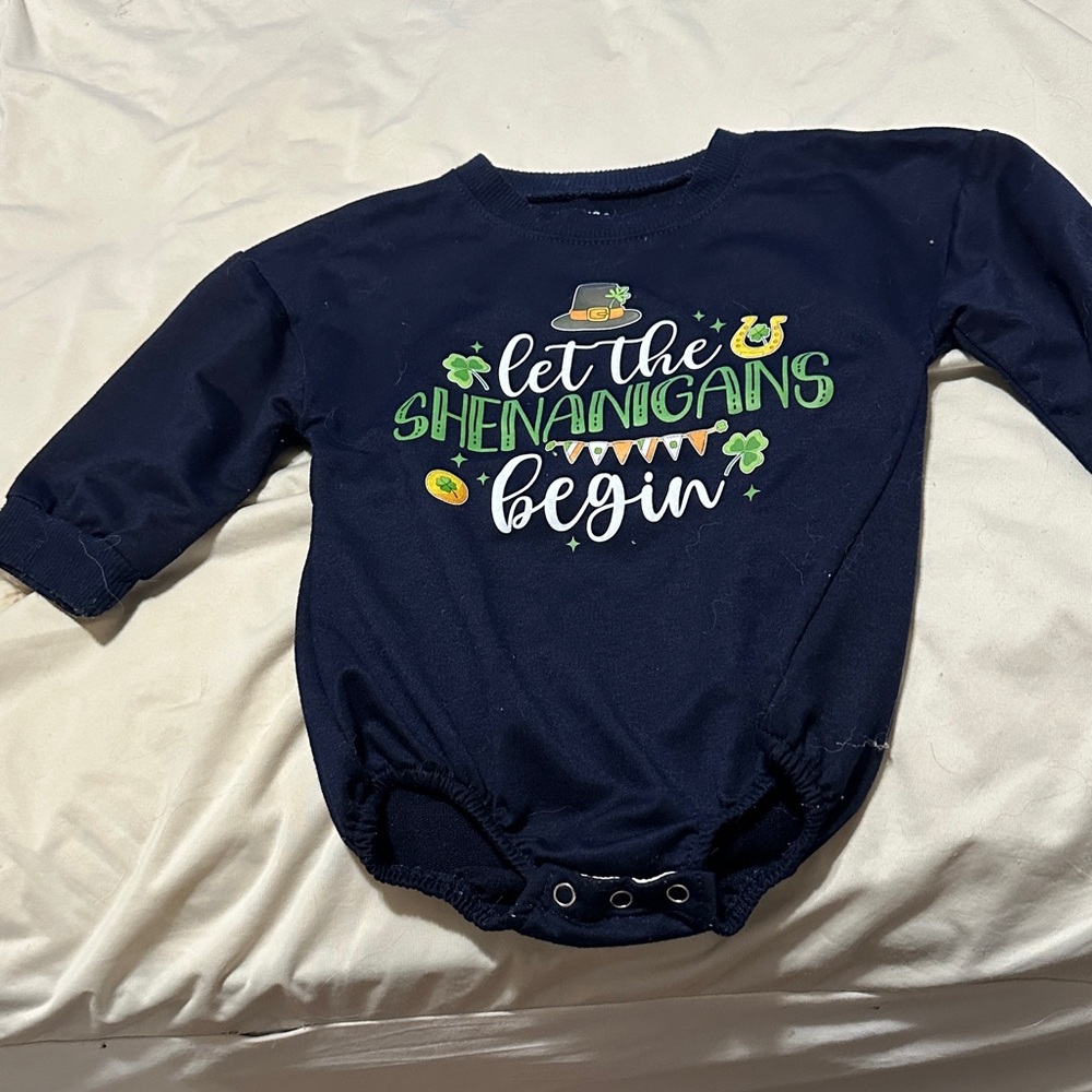 Navy Blue Baby Onesie with Fun Print